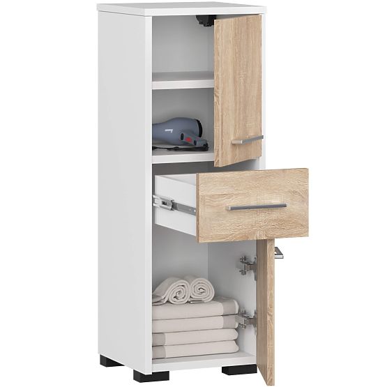 ARMOIRE DE SALLE DE BAIN FIN COLONNE 30 2D 1SZ 85cm PK BLANC / SONOMA