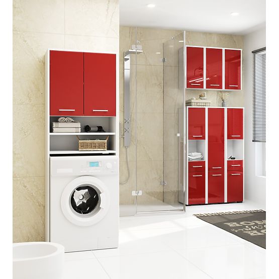 ARMOIRE DE SALLE DE BAIN FIN COLONNE 30 2D 1SZ 85cm ROUGE BRILLANT