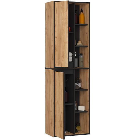 ARMOIRE DE SALLE DE BAIN SUSPENDUE VAMI W50 CHÊNE CRAFT / NOIR