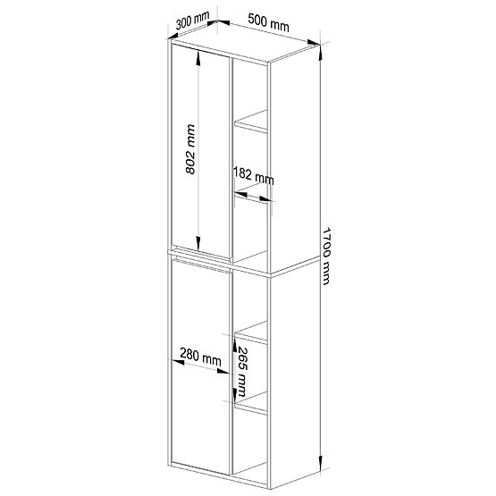 ARMOIRE DE SALLE DE BAIN SUSPENDUE VAMI W50 GRIS GRAPHITE / CHÊNE ARTISAN