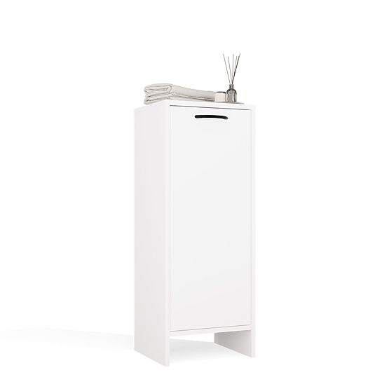 Armoire de salle de bain NINA 1K BLANCHE 1 Panier à linge Étagère Colonne pour salle de bain