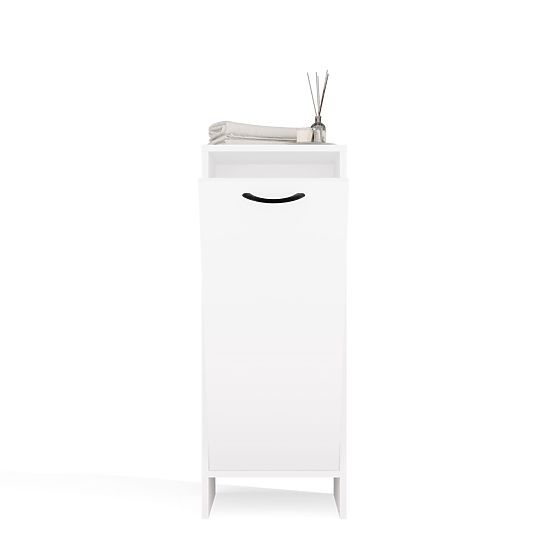 Armoire de salle de bain NINA 1K BLANCHE 1 Panier à linge Étagère Colonne pour salle de bain