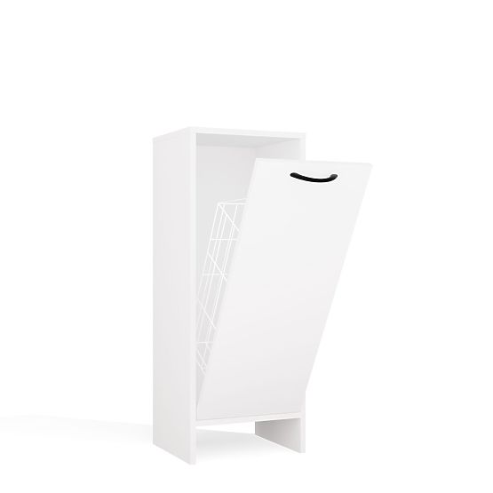 Armoire de salle de bain NINA 1K BLANCHE 1 Panier à linge Étagère Colonne pour salle de bain