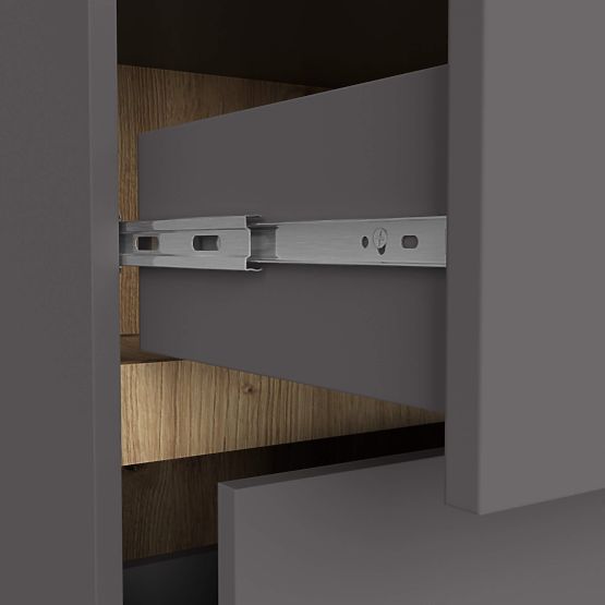 ARMOIRE DE SALLE DE BAIN SOUS LAVABO AVEC TROUS VAMI W90 UM 2SZ 2P GRIS GRAPHITE / CHÊNE ARTISAN