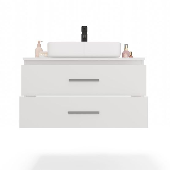 ARMOIRE DE SALLE DE BAIN SUSPENDUE NEL 80 BLANCHE AVEC 2 TIROIRS SOUS LAVABO