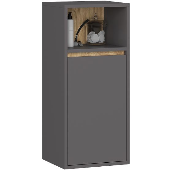 ARMOIRE DE SALLE DE BAIN SUSPENDUE VAMI W35 1D 1W GRIS GRAPHITE / CHÊNE ARTISAN