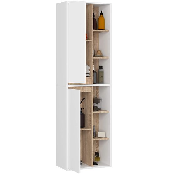 ARMOIRE DE SALLE DE BAIN SUSPENDUE VAMI W50 2D 6P BLANC / CHÊNE SONOMA