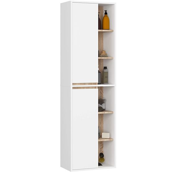 ARMOIRE DE SALLE DE BAIN SUSPENDUE VAMI W50 2D 6P BLANC / CHÊNE SONOMA