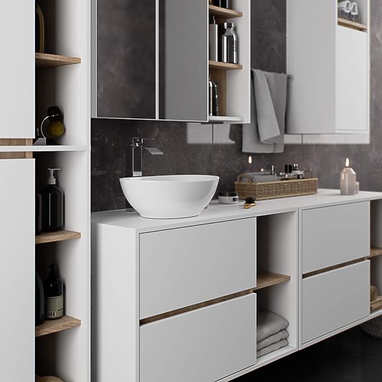 ARMOIRE DE SALLE DE BAIN SUSPENDUE VAMI W50 2D 6P BLANC / CHÊNE SONOMA