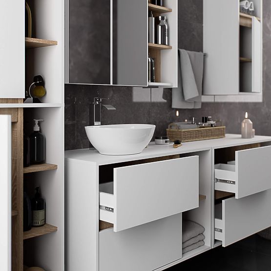 ARMOIRE DE SALLE DE BAIN SUSPENDUE VAMI W50 2D 6P BLANC / CHÊNE SONOMA