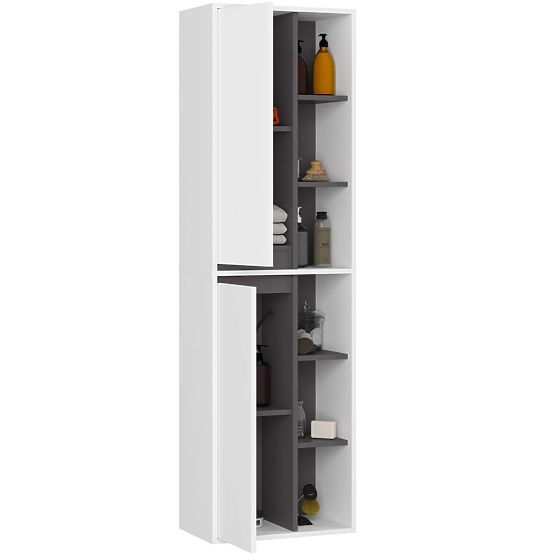 ARMOIRE DE SALLE DE BAIN SUSPENDUE VAMI W50 2D 6P BLANC / GRIS GRAPHITE