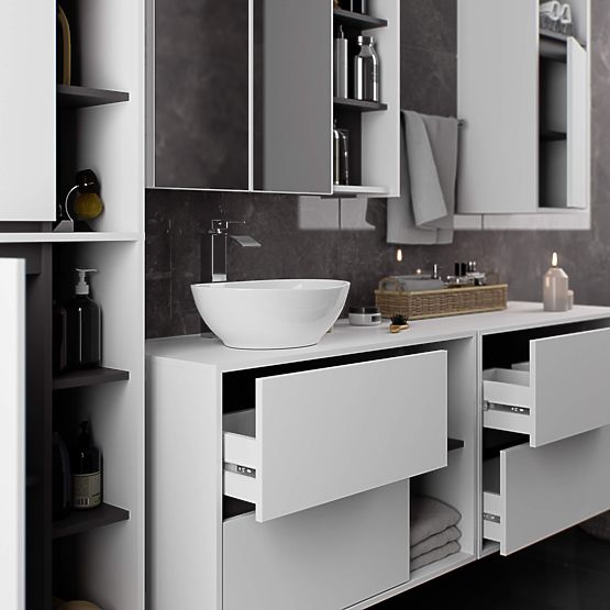 ARMOIRE DE SALLE DE BAIN SUSPENDUE VAMI W50 2D 6P BLANC / GRIS GRAPHITE