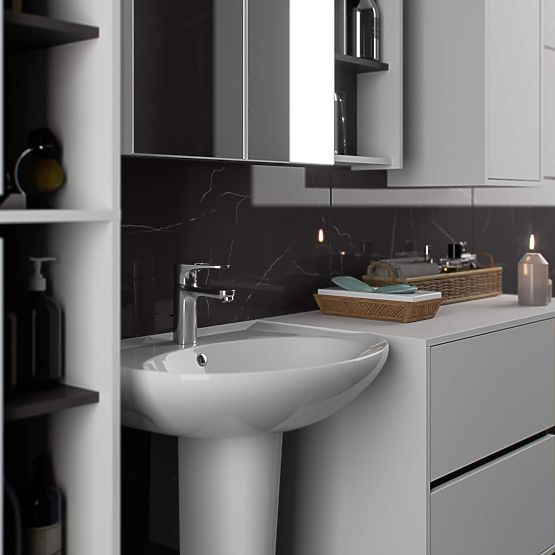 ARMOIRE DE SALLE DE BAIN SUSPENDUE VAMI W50 2D 6P BLANC / GRIS GRAPHITE