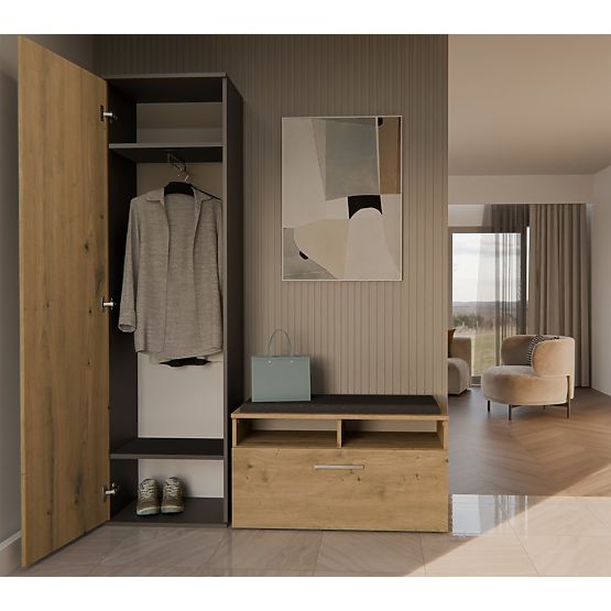 Armoire DUO ANTHRACITE CHÊNE ARTISAN