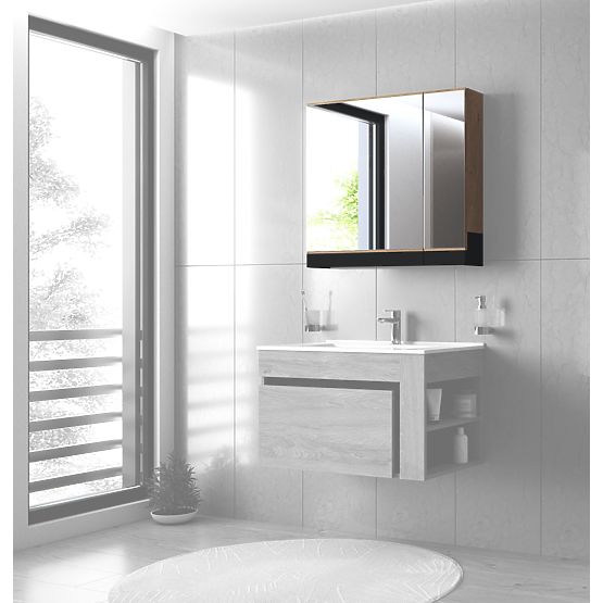 Armoire à miroir DUESA 80/2D chêne doré (1p=1ks)