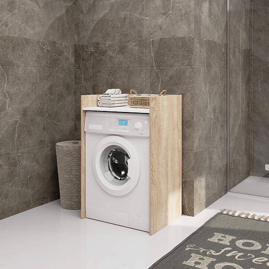 ARMOIRE POUR MACHINE À LAVER FIN CHÊNE SONOMA / BLANC