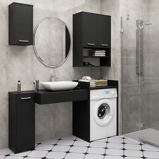 ARMOIRE POUR MACHINE À LAVER FIN NOIR