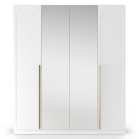 Armoire à quatre portes Neroli, arc/miroir, blanc