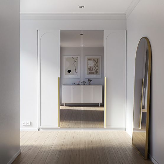 Armoire à quatre portes Neroli, arc/miroir, blanc