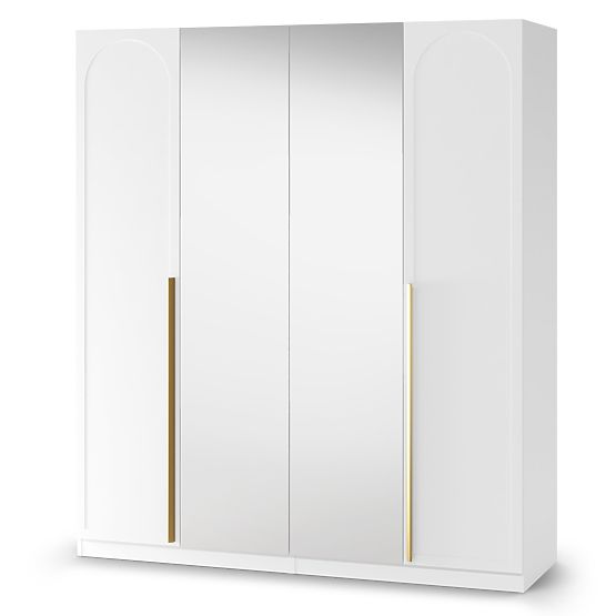 Armoire à quatre portes Neroli, arc/miroir, blanc