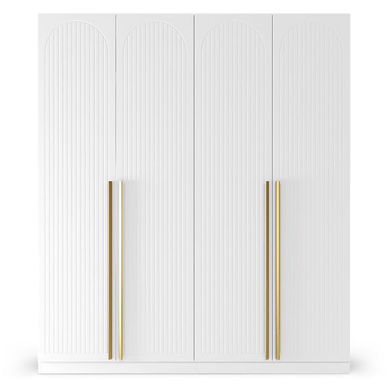 Armoire à quatre portes Neroli, rainures en arc, blanche
