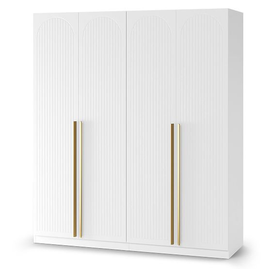 Armoire à quatre portes Neroli, rainures en arc, blanche