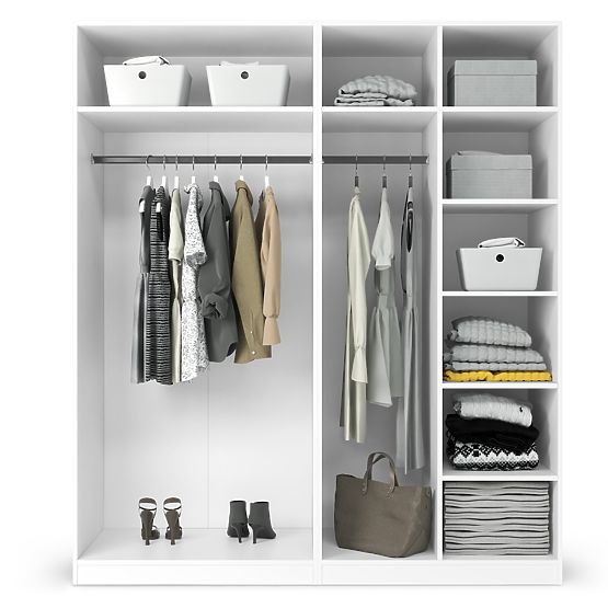 Armoire à quatre portes Neroli, rainures en arc, blanche