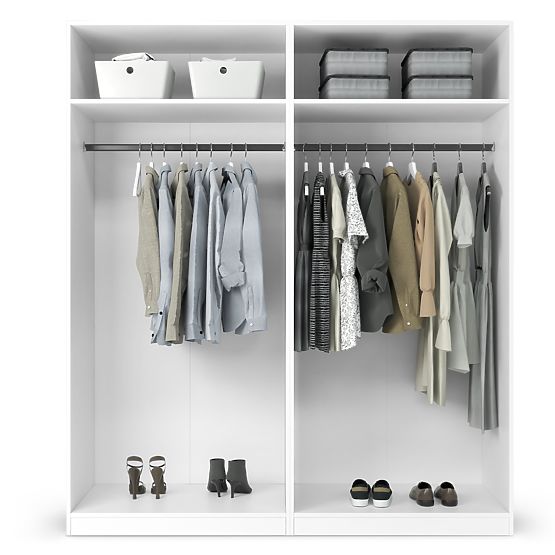 Armoire à quatre portes Neroli, rainures en arc, blanche