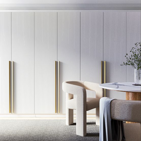 Armoire à quatre portes Neroli, rainures simples, blanche