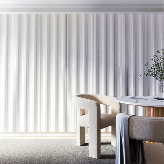 Armoire à quatre portes Neroli, rainures simples, blanche