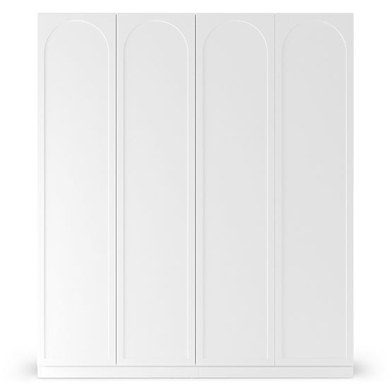 Armoire à quatre portes Neroli, remplissage en arc, blanc