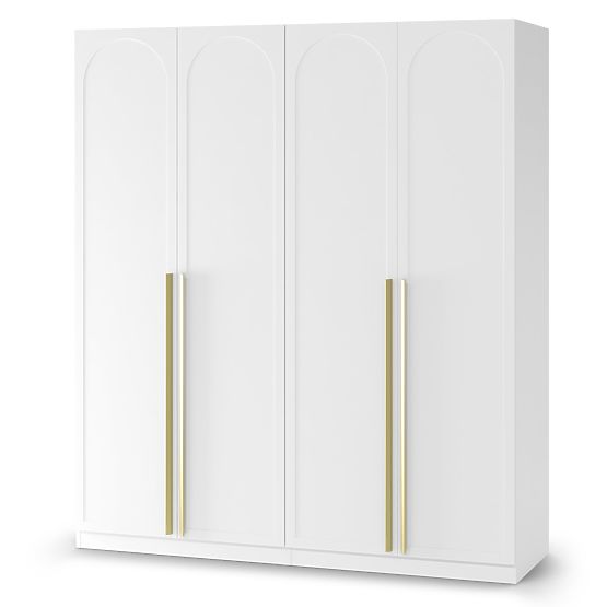 Armoire à quatre portes Neroli, remplissage en arc, blanc