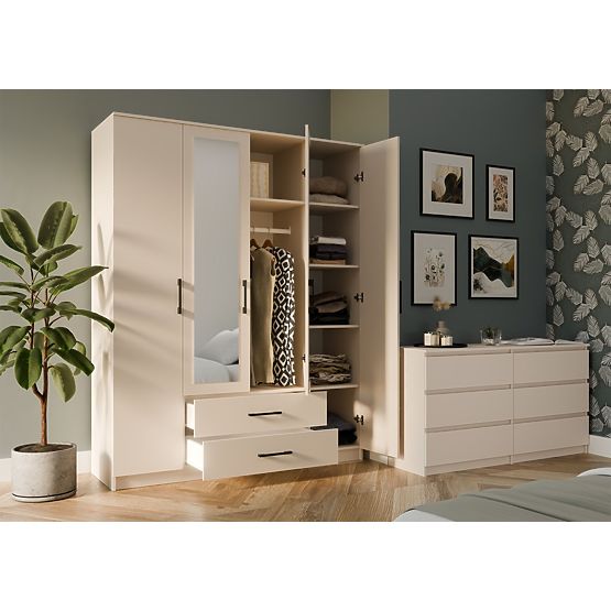 Armoire Romana 160 X 205 MIROIR BEIGE CACHEMIRE