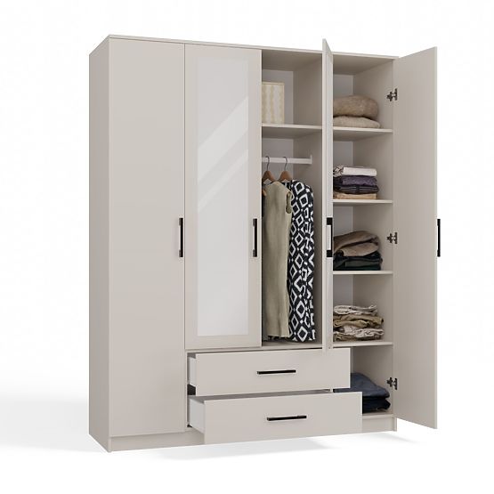 Armoire Romana 160 X 205 MIROIR BEIGE CACHEMIRE