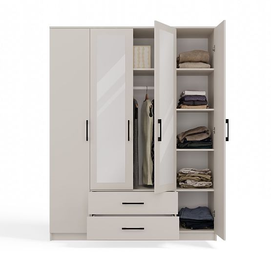 Armoire Romana 160 X 205 MIROIR BEIGE CACHEMIRE