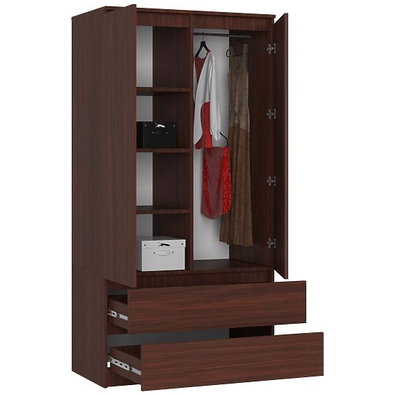 ARMOIRE S 90 cm 2 PORTES 2 TIROIRS PK WENGE