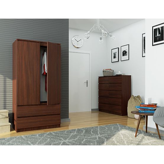ARMOIRE S 90 cm 2 PORTES 2 TIROIRS PK WENGE