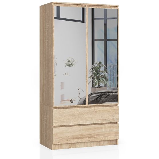 ARMOIRE S90 2D 2SZ 2 MIROIRS CLP PK SONOMA