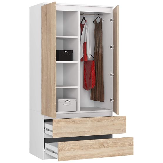 ARMOIRE S90 2D 2SZ CLP PK BLANC / SONOMA