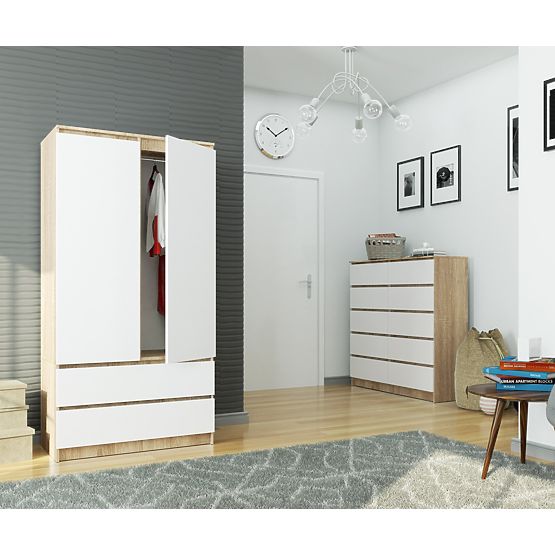 ARMOIRE S90 2D 2SZ CLP PK SONOMA / BLANC