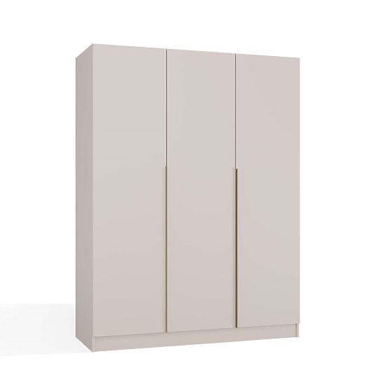 ARMOIRE SENSO 3D 150 CM 3 PORTES POIGNÉES DORÉES POUR SALON CHAMBRE À COUCHER CASHMERE BEIGE
