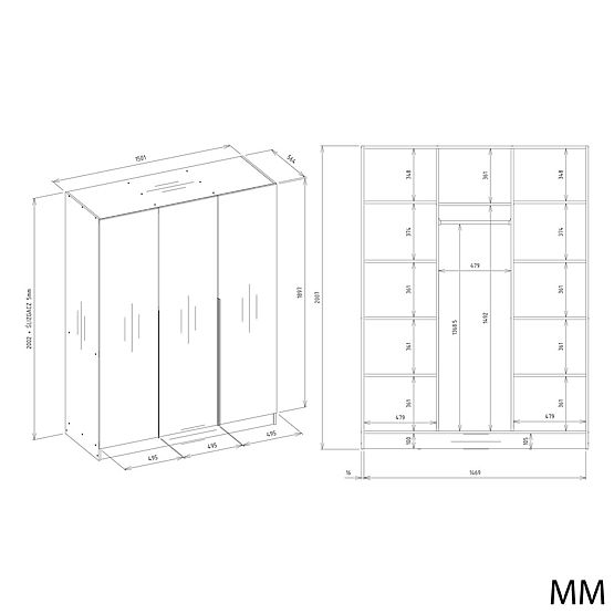 ARMOIRE SENSO 3D 150 CM 3 PORTES POIGNÉES DORÉES POUR SALON CHAMBRE À COUCHER CASHMERE BEIGE