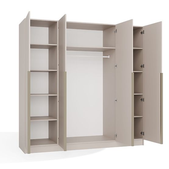 ARMOIRE SENSO 4D 200 CM 4 PORTES POIGNÉES DORÉES POUR SALON CHAMBRE CACHEMIRE BEIGE