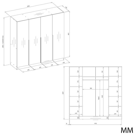 ARMOIRE SENSO 4D 200 CM 4 PORTES POIGNÉES DORÉES POUR SALON CHAMBRE CACHEMIRE BEIGE