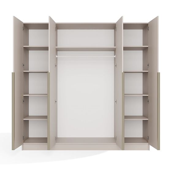 ARMOIRE SENSO 4D 200 CM 4 PORTES POIGNÉES DORÉES POUR SALON CHAMBRE CACHEMIRE BEIGE