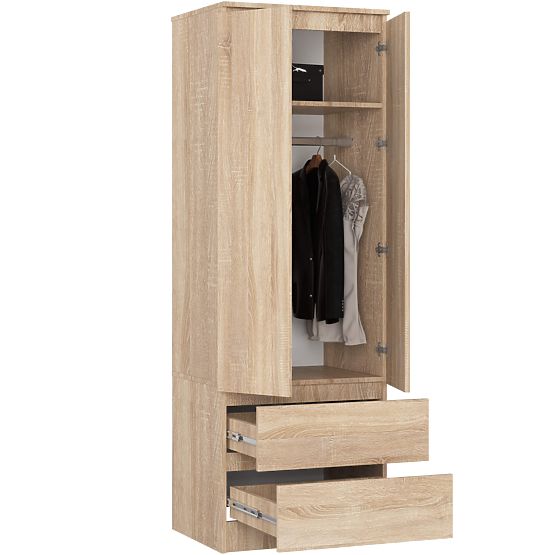 ARMOIRE STAR S 60 cm 2 PORTES 2 TIROIRS CHÊNE SONOMA