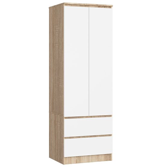 ARMOIRE STAR S 60 cm 2 PORTES 2 TIROIRS SONOMA / BLANC