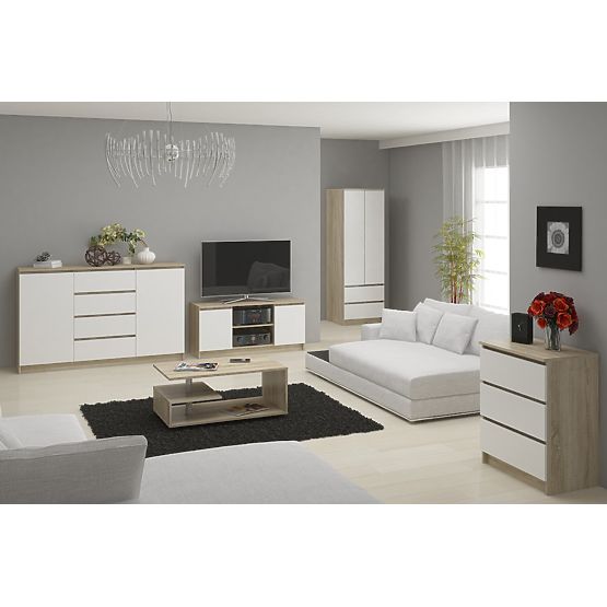 ARMOIRE STAR S 60 cm 2 PORTES 2 TIROIRS SONOMA / BLANC