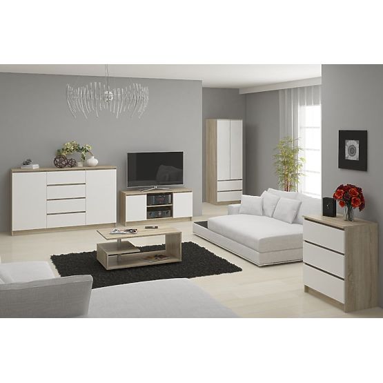 ARMOIRE STAR S 60 cm 2 PORTES 2 TIROIRS SONOMA / BLANC