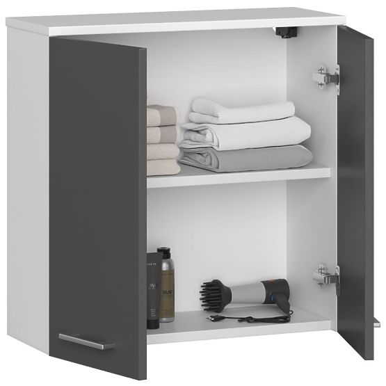 Armoire suspendue W 60 cm FIN 2D - blanc-gris graphite